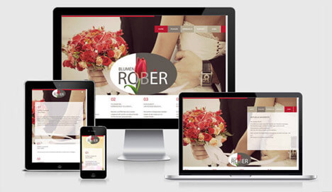 Blumen Robér: Logoentwicklung, Entwicklung CI, Konzeption & Layout, Webseite mit Responsive Design